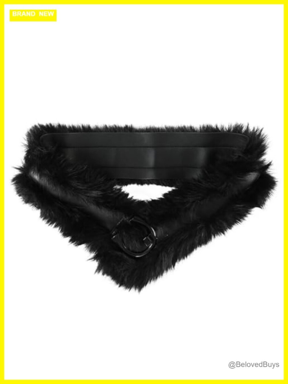 Faux Fur Belt with PU Leather Waistband Women Winter Warm Fluffy Cinch Western